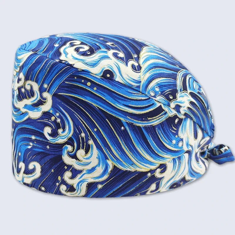 Cartoon Printed Women's Surgical Cap, 100% Pure Cotton Dental Cap, Beauty Salon Breathing and Cleaning Cap, Laboratory Work Cap
