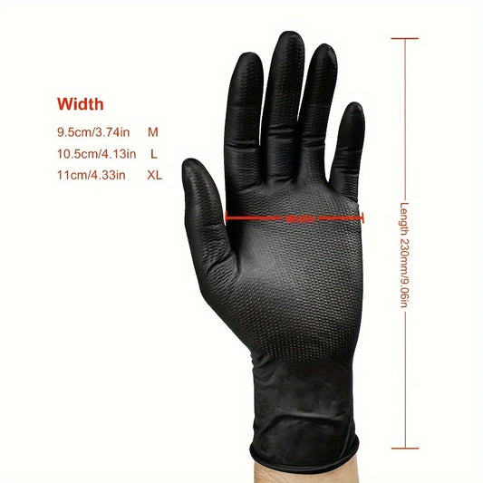 Pack 20/50pcs 8 Mil Nitrile Gloves-Heavy Duty Mechanic Gloves, With  Grip - Powder And Latex Free Disposable Gloves Black Orange