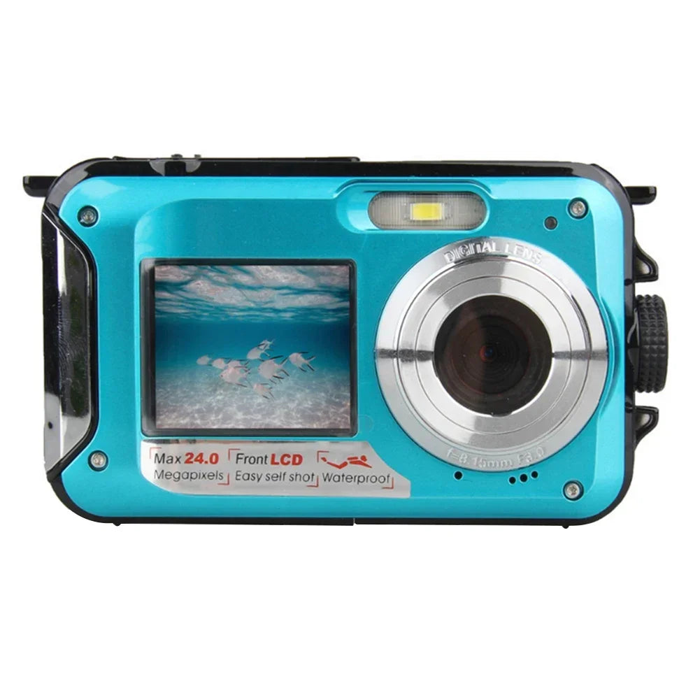 Waterproof Digital Camera Anti-Shake 1080P Full HD Selfie Outdoor Video Portable Recorder for Underwater DV Recording Present