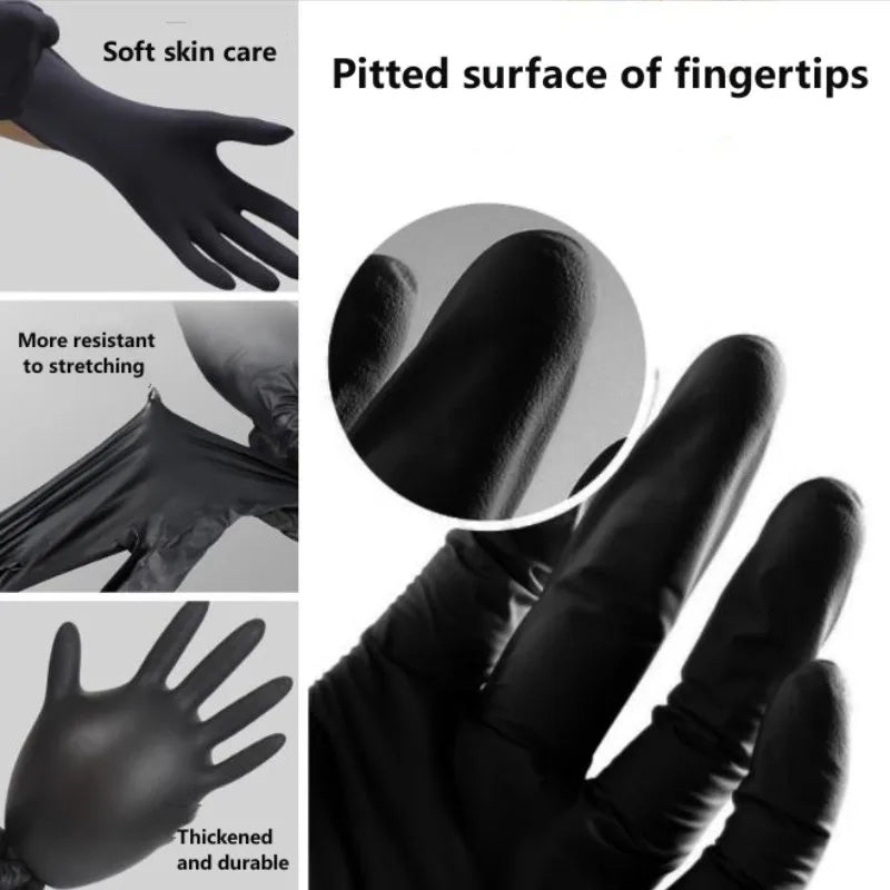 100Pc Disposable Gloves Black Nitrile Protect Gloves For Household Painting Mechanic Tattoos XS S M L XL Men Women Child Gloves