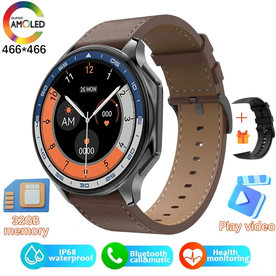 2024 New For OPPO Watch X Smart Watch 4G Memory Music Video Bluetooth Call IP68 Waterproof AMOLED Smartwatch For TWS Earphones 