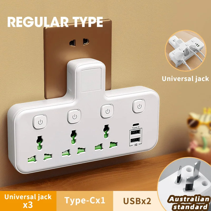 Eu Us Uk Au Plug Ac Outlet Power Strip Multiprise Wall Socket Universal Network Filter with Usb Cherger Separate Switch Adapter