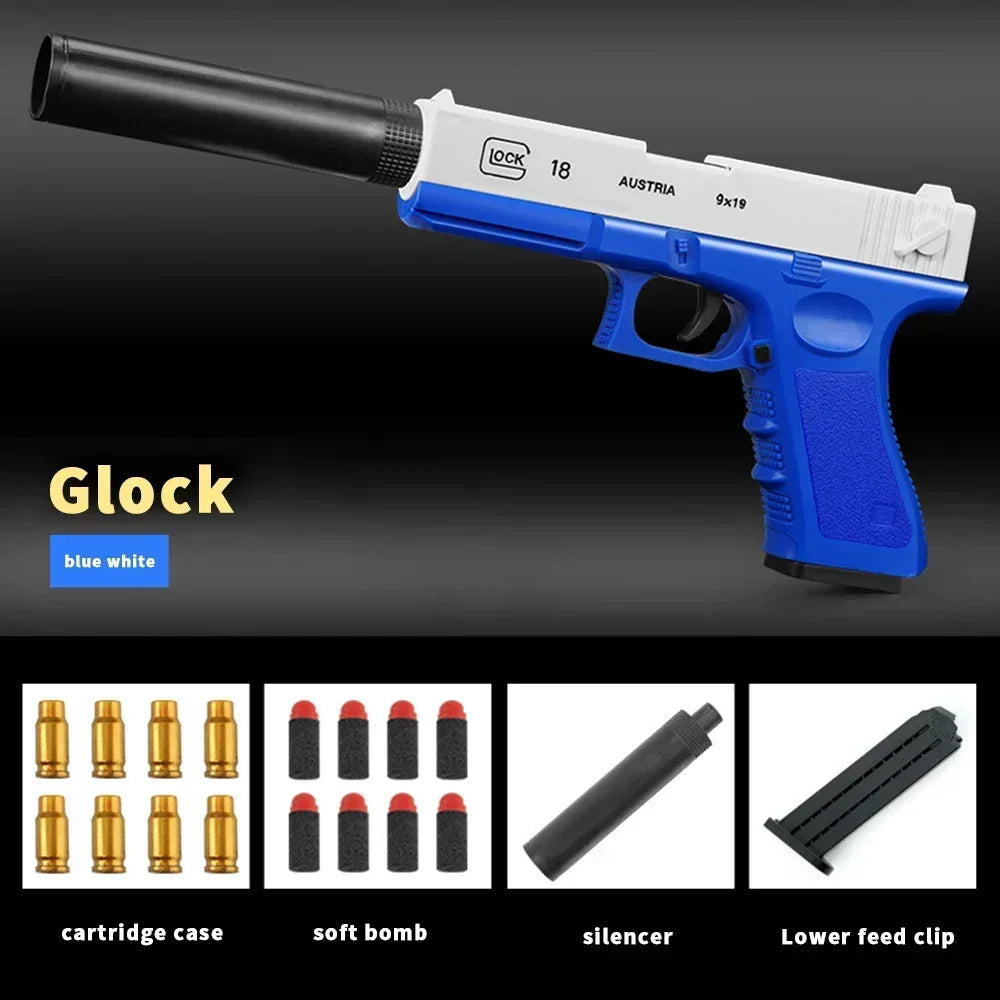 Soft Bullet Toy Gun for 6+ Kids Outdoor Combat Weapon Eat Chicken Toys with Silencer Foam Ejection Toy Gun Toy For Boys Girls