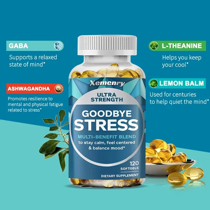 Stress Relief Capsules with GABA, L-Theanine, Gluten-Free and Non-GMO