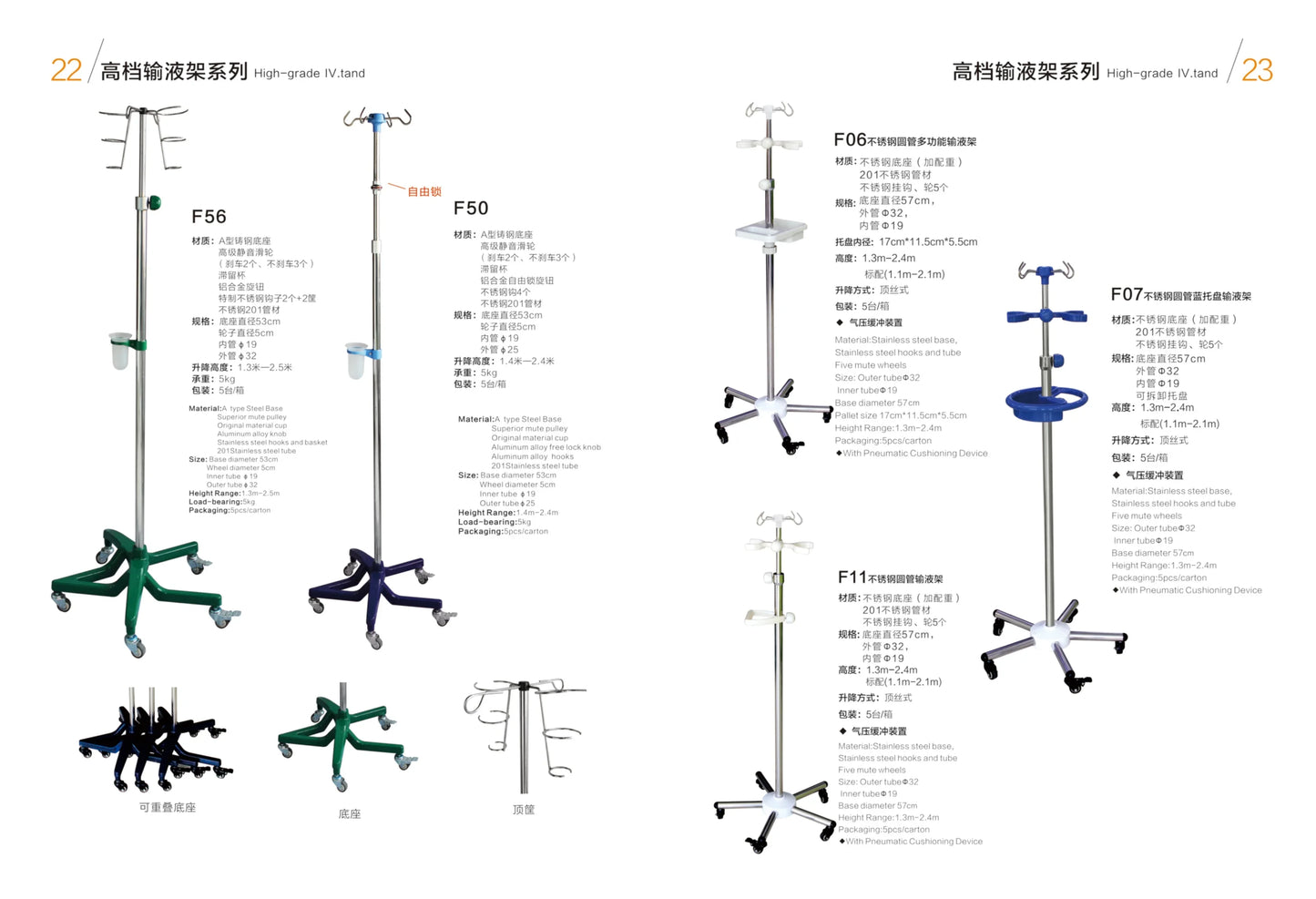 EU-IV533 Hospital Medical Folding Stand Collapsible IV Pole Stand With Bottle Rack And Tray