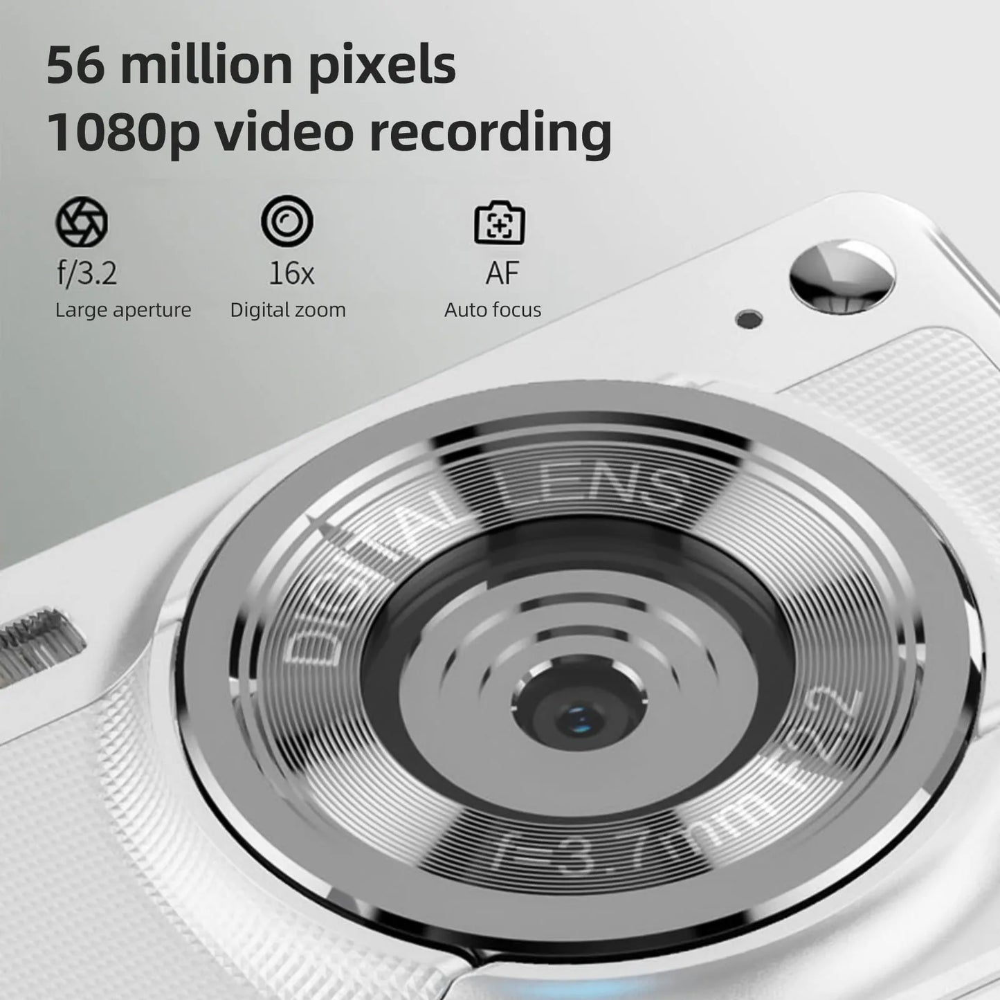 1080P Digital Camera Digital Video Camera Camcorder 56MP 2.88 Inch IPS Screen 8X Digital Zoom AF Christmas Gift for Kids Teens