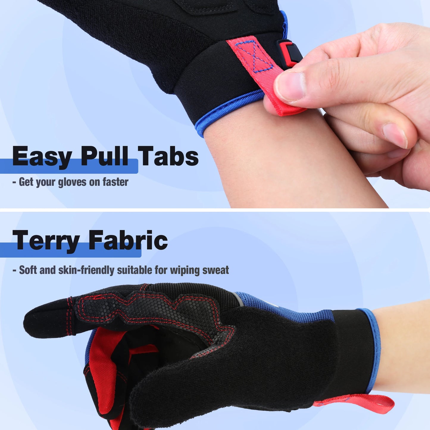 WORKPRO Safety Work Gloves Mechanic Working Gloves for Men Women Touch Screen Terry Fabric Non-Slip