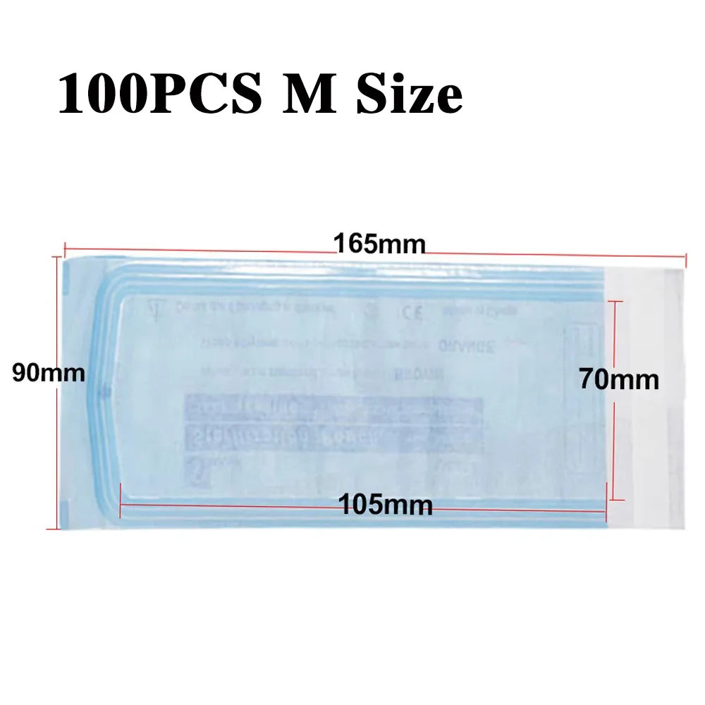 100PCS Self-Sealing Sterilization Pouches Bags 7 Size Disposable Nail Art Disinfection Bag Tattoo Nail Dental Tool Storage Bag