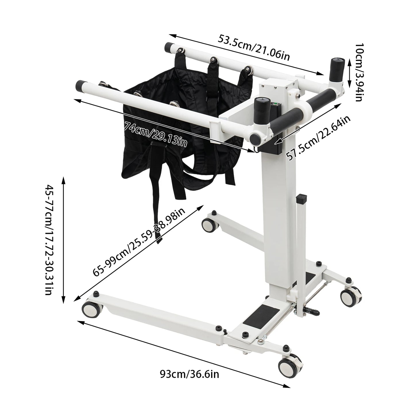 Lift Transfer Chair Car Electric Wheelchair Lift Adjustable Bedside Bathroom Rolling Shower Chairs for Elderly, Patient,Disabled