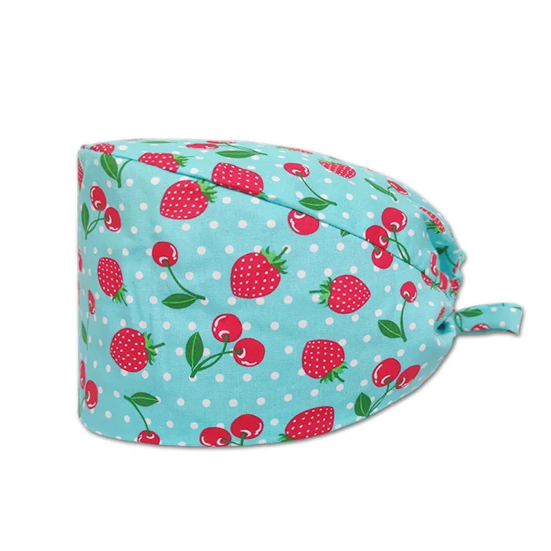 Cartoon Printed Women's Surgical Cap, 100% Pure Cotton Dental Cap, Beauty Salon Breathing and Cleaning Cap, Laboratory Work Cap