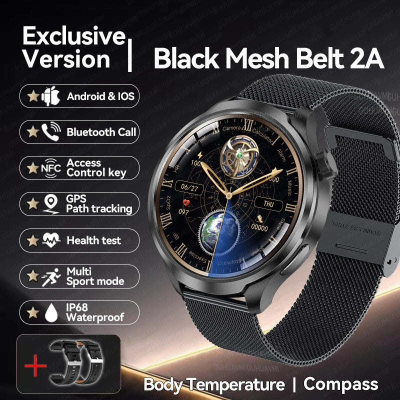 2024 New For HUAWEI Outdoor Sports Smart Watch Men AMOLED Screen NFC GPS Compass Heart rate Waterproof Bluetooth Call SmartWatch