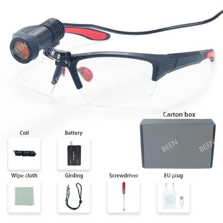 BEEN Halo Surgical Headlights 5W Dental Head Mounted Eyewear Spotlight Goggles Filter Lenses Zipper Cloth Packaging Box