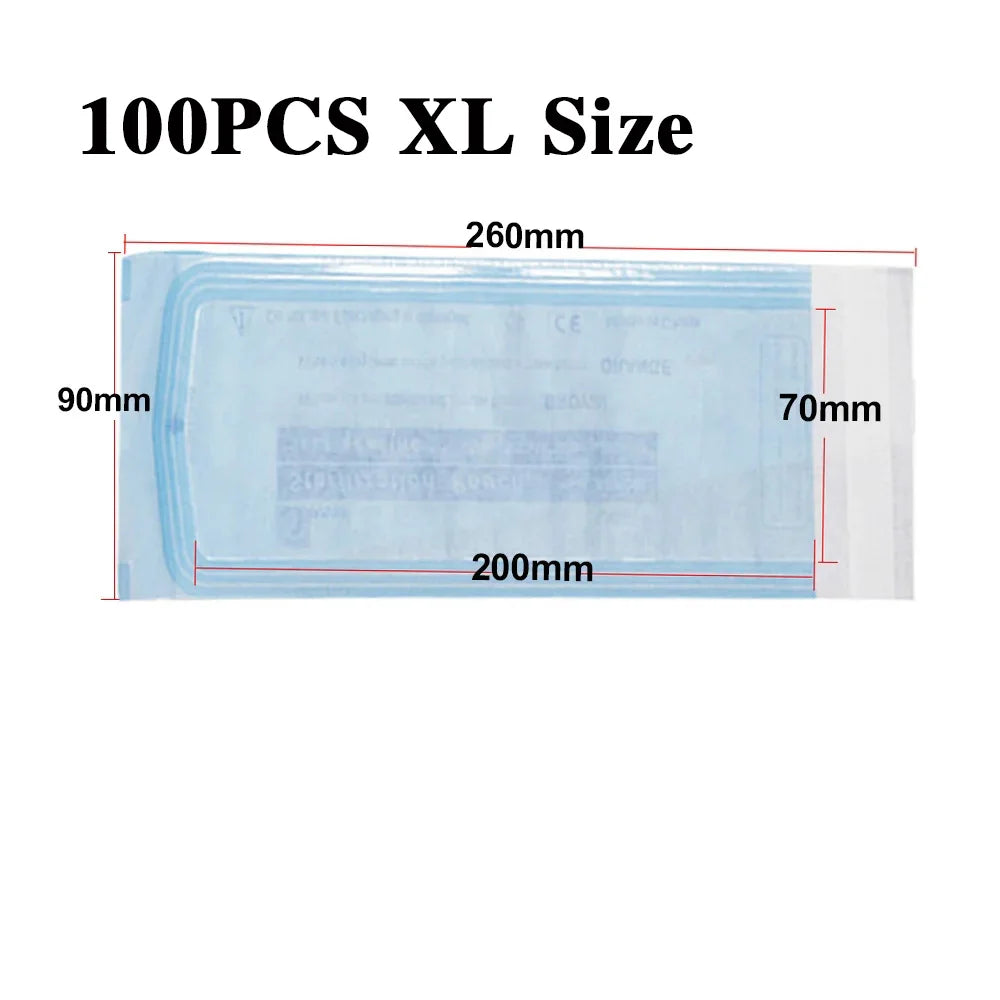 100PCS Self-Sealing Sterilization Pouches Bags 7 Size Disposable Nail Art Disinfection Bag Tattoo Nail Dental Tool Storage Bag