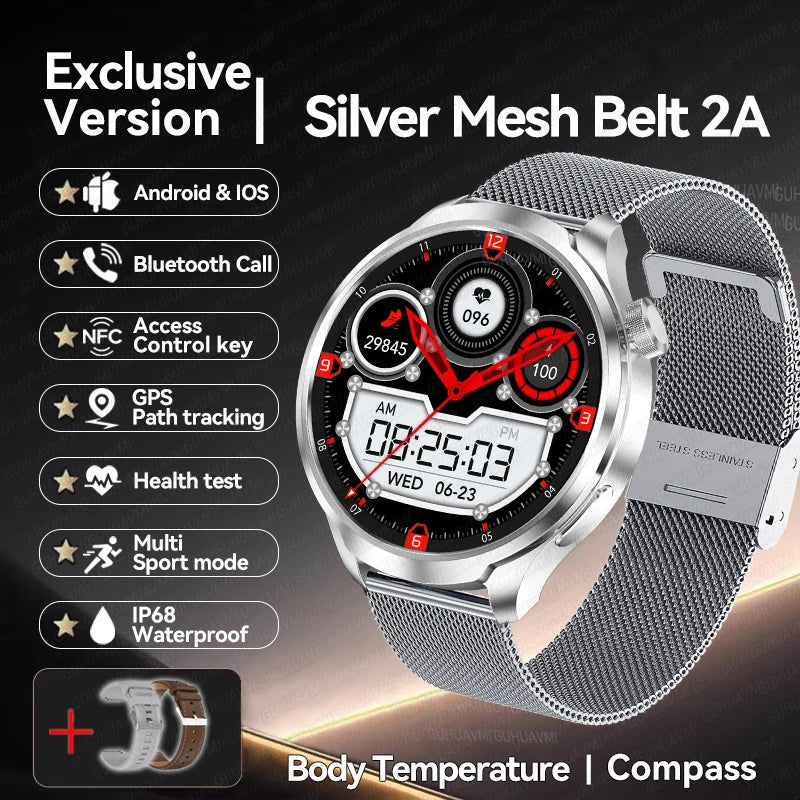 2024 New For HUAWEI Outdoor Sports Smart Watch Men AMOLED Screen NFC GPS Compass Heart rate Waterproof Bluetooth Call SmartWatch