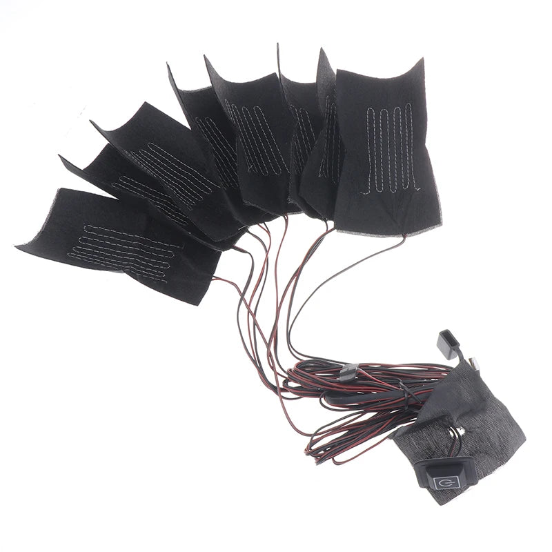 USB Clothes Heater Pad 8 In 1 Electric Heating Sheet 3 Gear Adjustable Temperature Heating Warmer Pad Winter Vest Jacket Pads