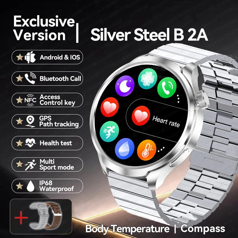 2024 New For HUAWEI Outdoor Sports Smart Watch Men AMOLED Screen NFC GPS Compass Heart rate Waterproof Bluetooth Call SmartWatch