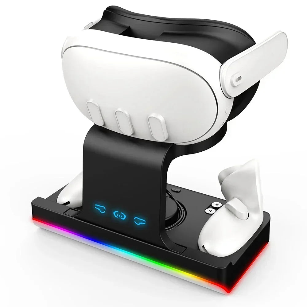 Wireless Charging Dock for Meta Quest 3, Oculus VR Accessories Charger Station Controller Battery Pack, Fit Elite Head Strap