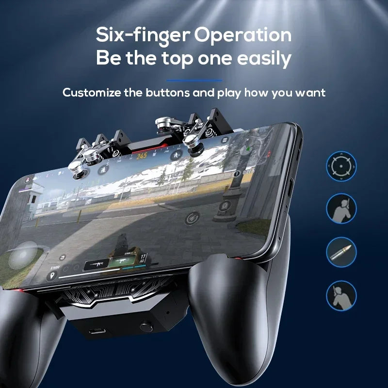 MEMO DL100 Mobile Phone 6 Fingers Gamepad Joysticks Gaming L1R1 Controller 2000mAH*2 Semiconductor Fan Radiator for IOS Android