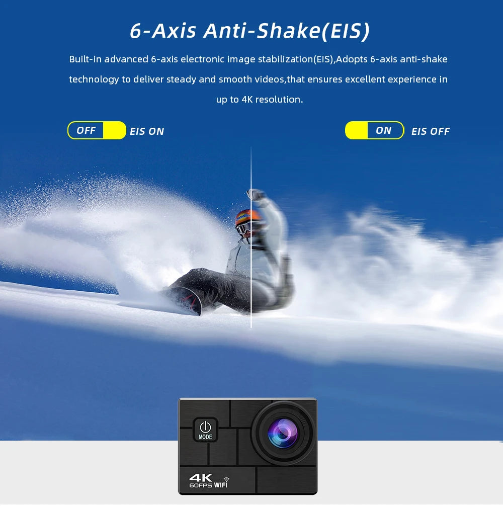 Helmet Action Camera Ultra HD 4K 60FPS 170D 24MP 2.0 LCD EIS WiFi 30M Waterproof Remote Control Outdoor Sport Video Recorder