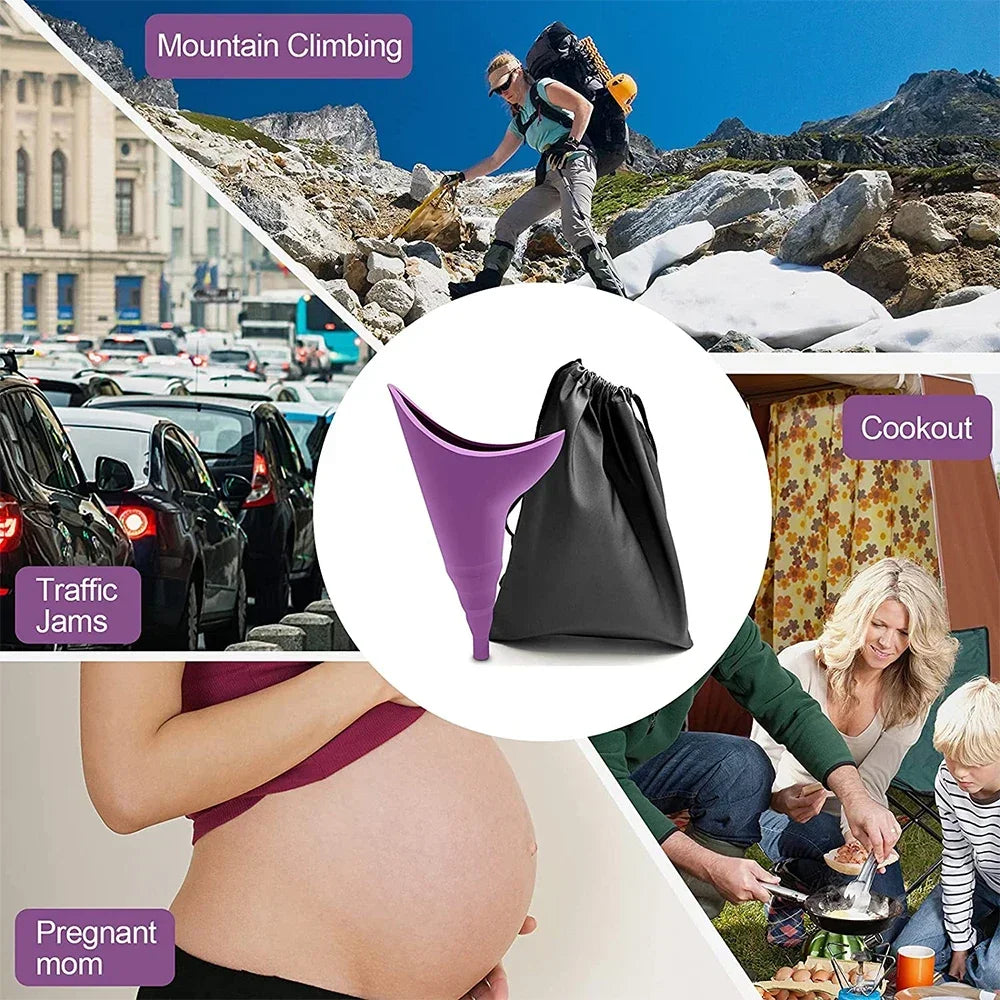 Portable Female Urination Device Reusable Silicone Female Urinal Urine Cup for Women Standing Pee for Outdoor Activities Camping