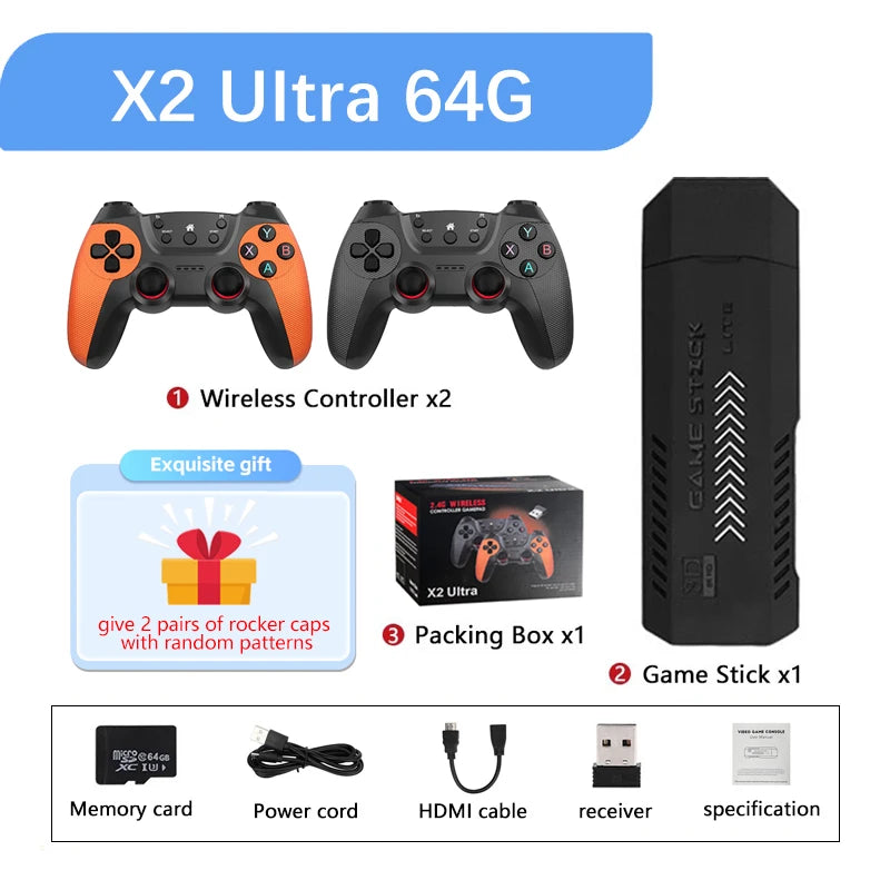 X2 Ultra X2 Plus GD10 Pro 4K Game Stick 3D HD Retro Video Game Console Wireless Controller TV 50 Emulator For PS1/N64/DC Gift