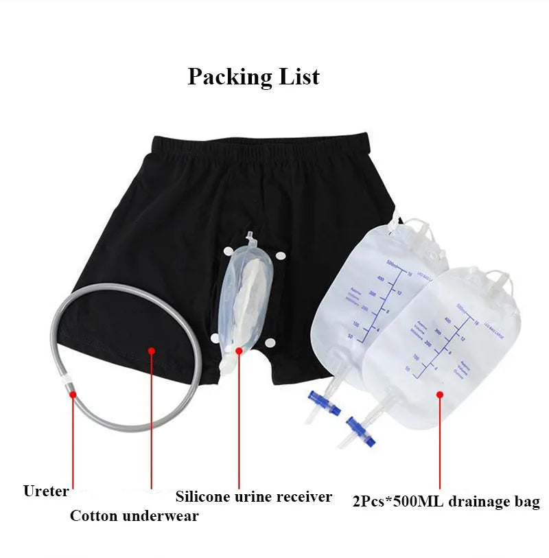 1Pc Wearable Silicone Male Urine Bag Panties Elderly Incontinence Patient Men Walking Urine Collector Underpants Drainage Bag