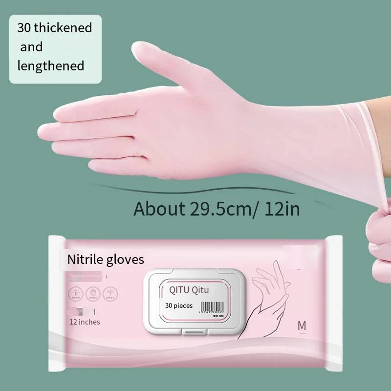 30Pcs Disposable Gloves Household Cleaning Kitchen Dishwashing Durable Food Grade Lengthened Thickened Waterproof Gloves