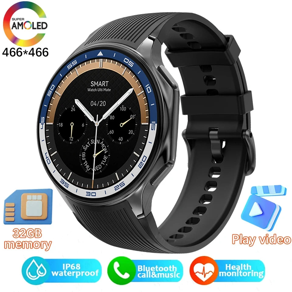 2024 New For OPPO Watch X Smart Watch 4G Memory Music Video Bluetooth Call IP68 Waterproof AMOLED Smartwatch For TWS Earphones 
