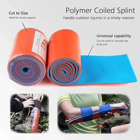 Plastic Polymer Emergency Medical Splint Roller Fracture Fixed Waterproof Washable Neck Leg Arm Rescue First Aid Support Bracket