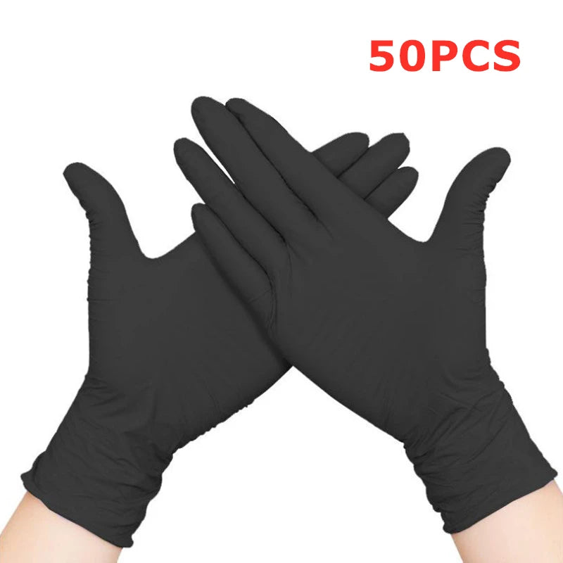 50/100PCS Disposable Nitrile Latex Rubber Gloves Dishwashing/Kitchen/Work//Garden/Household Cleaning Gloves Black/Blue Gloves