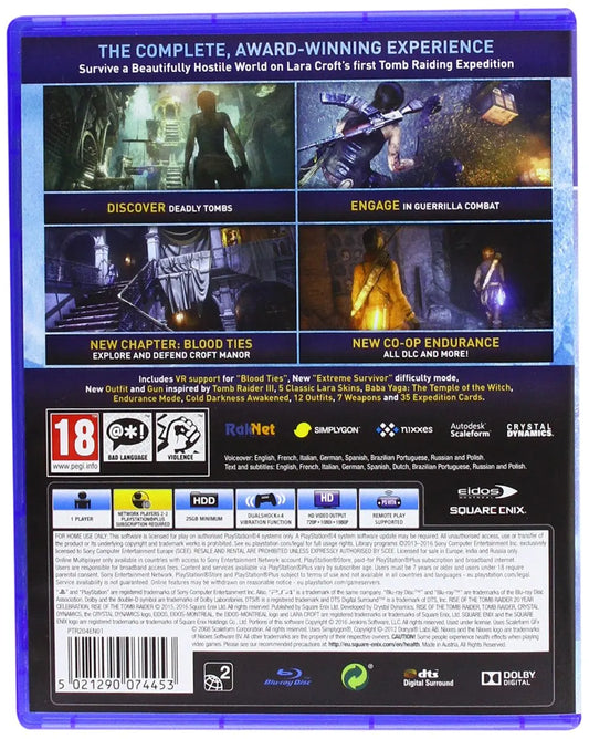 Rise of The Tomb Raider 20 Year Celebration Playstation 4 Original PS4 Product Disk Game Video Gaming station Console Gameplay