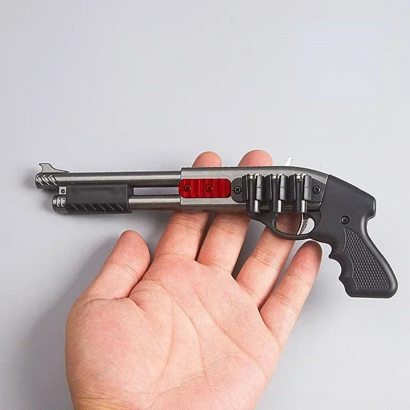 2024 Mini Rubber Band Shotgun Sprayer 8 Bursts of Rubber Band Gun Miniature Model Ornaments Toy Soft Bullet Gun Christmas Gift
