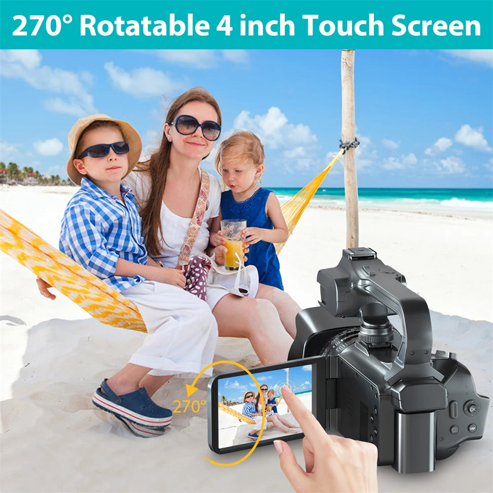 KOMERY YouTube Camcorder 4K Ultra HD camera Camcorders 64MP Streaming Camera 4.0"Touch Screen Digital Video Camera Photography