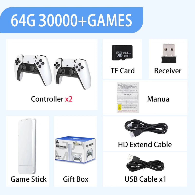 M15 Retro Game 64G 20000+ Games Retro Handheld Video Game Console Wireless Game Stick 4K Gamepads 20+ Simulators