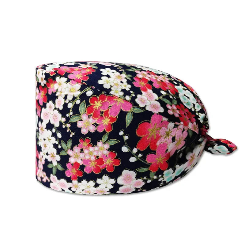 Cartoon Printed Women's Surgical Cap, 100% Pure Cotton Dental Cap, Beauty Salon Breathing and Cleaning Cap, Laboratory Work Cap
