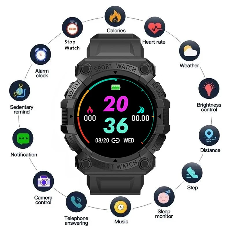 Smart Watch Men Women Blood Pressure Waterproof Sport Round Color Screen Smartwatch Smart Clock Fitness Tracker For Ios Android