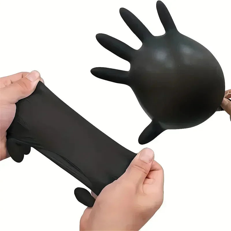 50/10PCS Disposable Black Nitrile Gloves Latex Free Waterproof Durable Suitable for Kitchen Food Processing Beauty SalonFamily