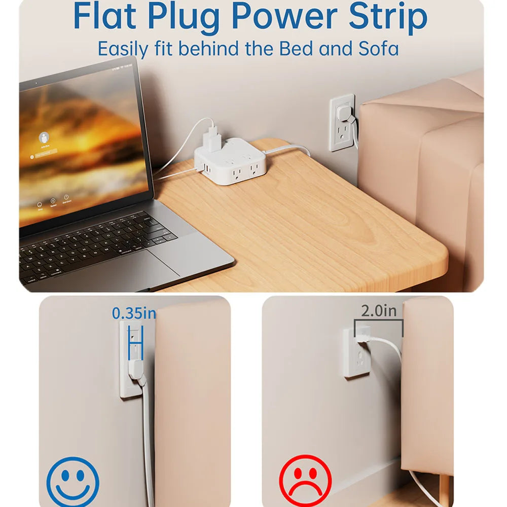 US Plug AC Outlet Multiprise Power Strip 1.5M Extension Cable Multitap Network Filter With USB C Charging Network Filter Adapt