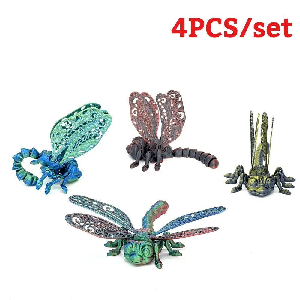 3D Printed Dragonfly Figurine Collectible Desk Decor Transformable Design,For Halloween Christmas Xmas Thanksgiving Toy Kids