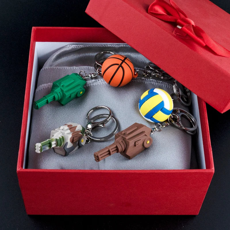 1PCS 3D Basketball Keychain Football Tennis Golf Ball Keyring Fit Car Key Accessories Sports Competition Souvenirs Friends Gift
