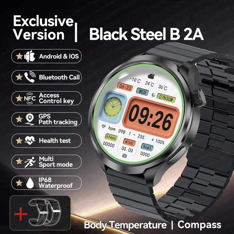 2024 New For HUAWEI Outdoor Sports Smart Watch Men AMOLED Screen NFC GPS Compass Heart rate Waterproof Bluetooth Call SmartWatch