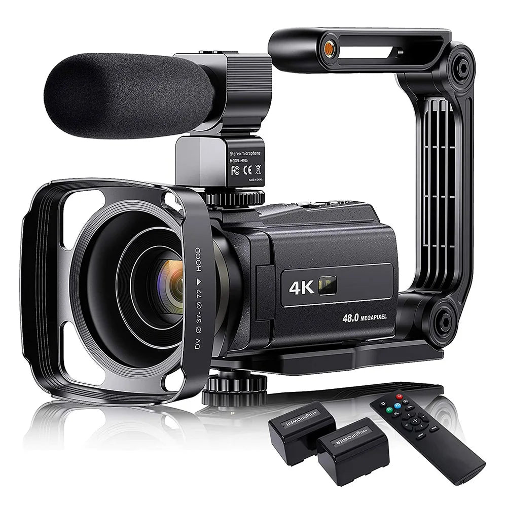 4K Video Camera Camcorder With Microphone 48MP Vlogging 16X Zoom 3.0" Touch Screen IR Night Vision Wi-Fi Vlog Cameras Web