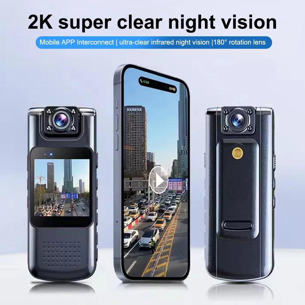 1080P/ 2K Sports Camera Handheld Camera Action Recorder WiFi IR Night Vision Camera with Magnetic Clip Back Clip