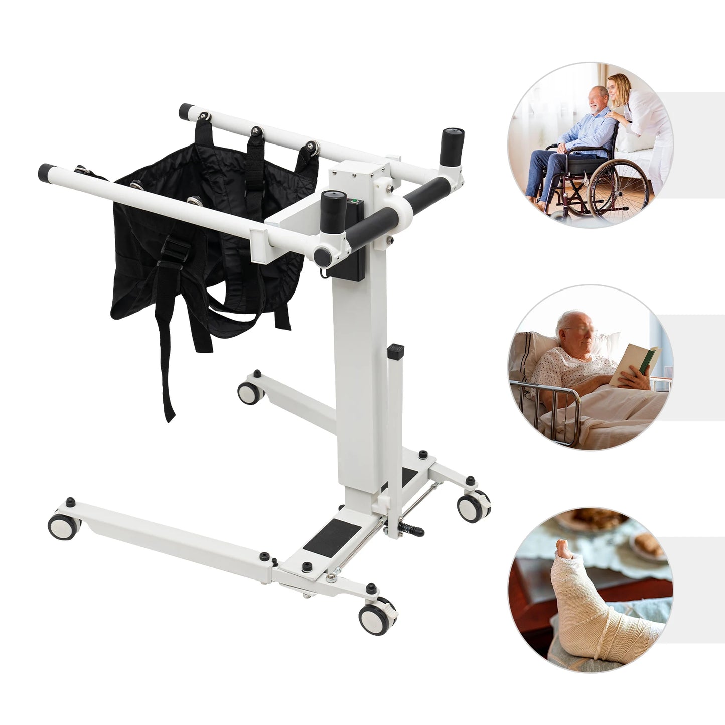 Lift Transfer Chair Car Electric Wheelchair Lift Adjustable Bedside Bathroom Rolling Shower Chairs for Elderly, Patient,Disabled