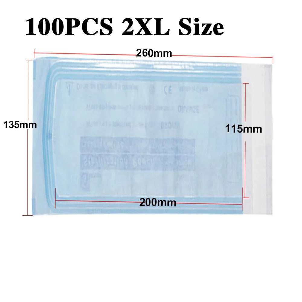 100PCS Self-Sealing Sterilization Pouches Bags 7 Size Disposable Nail Art Disinfection Bag Tattoo Nail Dental Tool Storage Bag