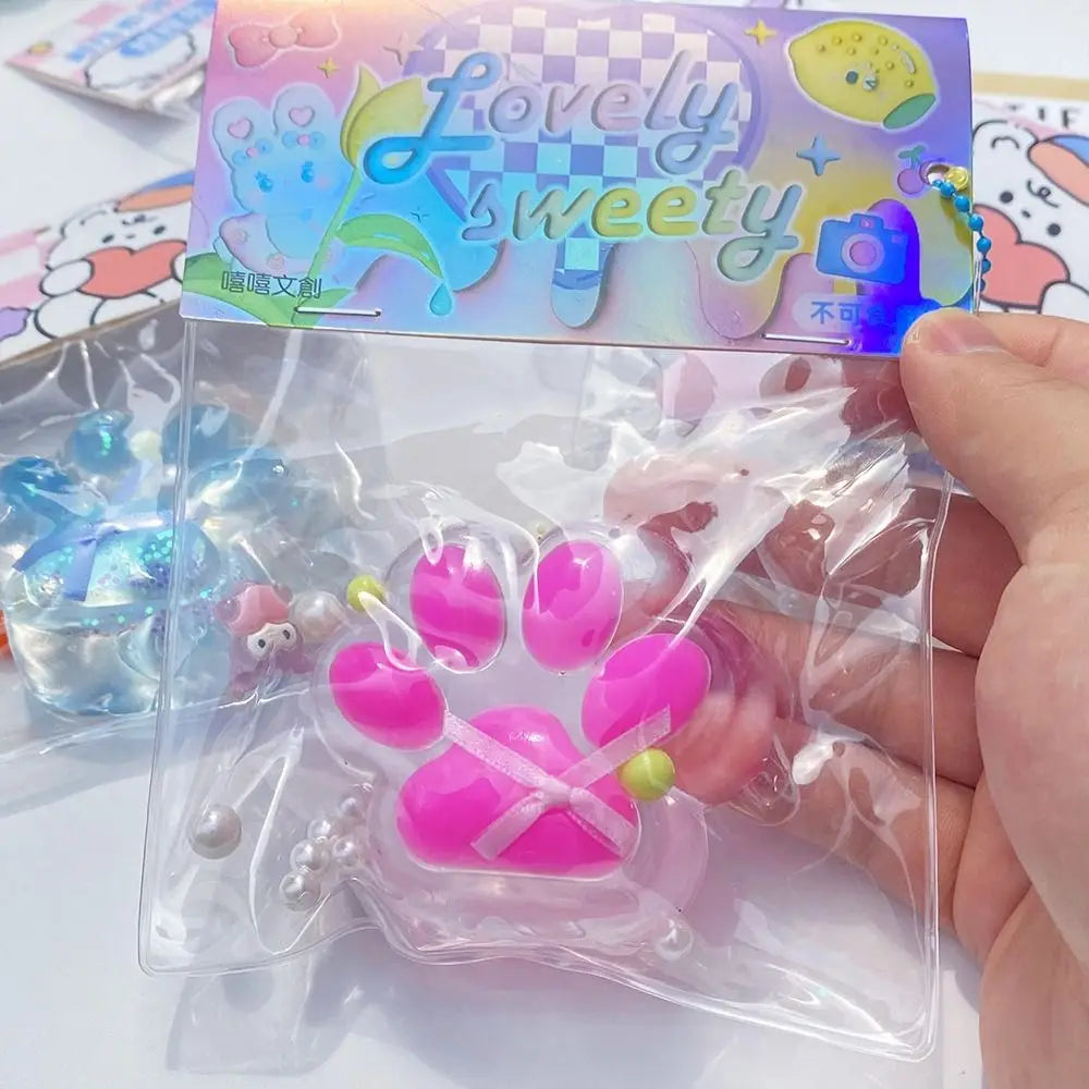 Cartoon Cat Claw Squeeze Pinching Transparent Toy Cute Cat Paw Slow Rebound Decompression Toy Kids Stress Release Vent Toy