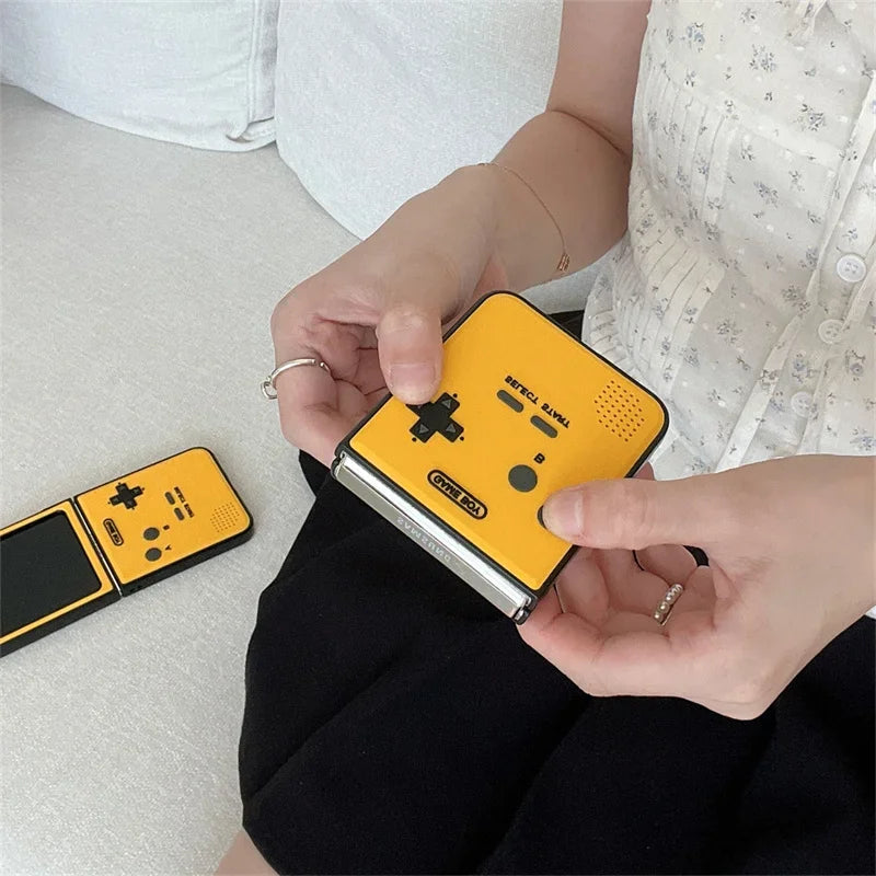 3D Game Boy Phone Case For Samsung Galaxy Z Flip 6 Luxury Hard Plastic Frame Silicone Cover For Samsung Z Flip6 Zflip6