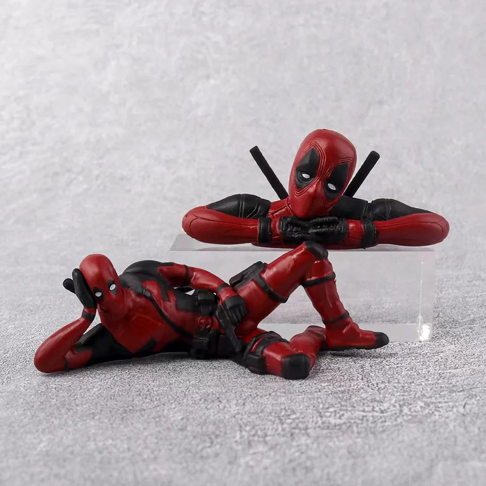 Deadpool Action Figures Desk Car Interior Decoration Pendant Marvel Model Accessories Mini Doll Figurine Kids Cartoon Toys Gift