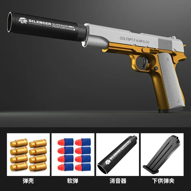 Shell Throwing Soft Bullet Airsoft Pistol Toy EVA Children Toy Gun Outdoor Combat Weapon Eat Chicken Pellet Gun Toy For Boy