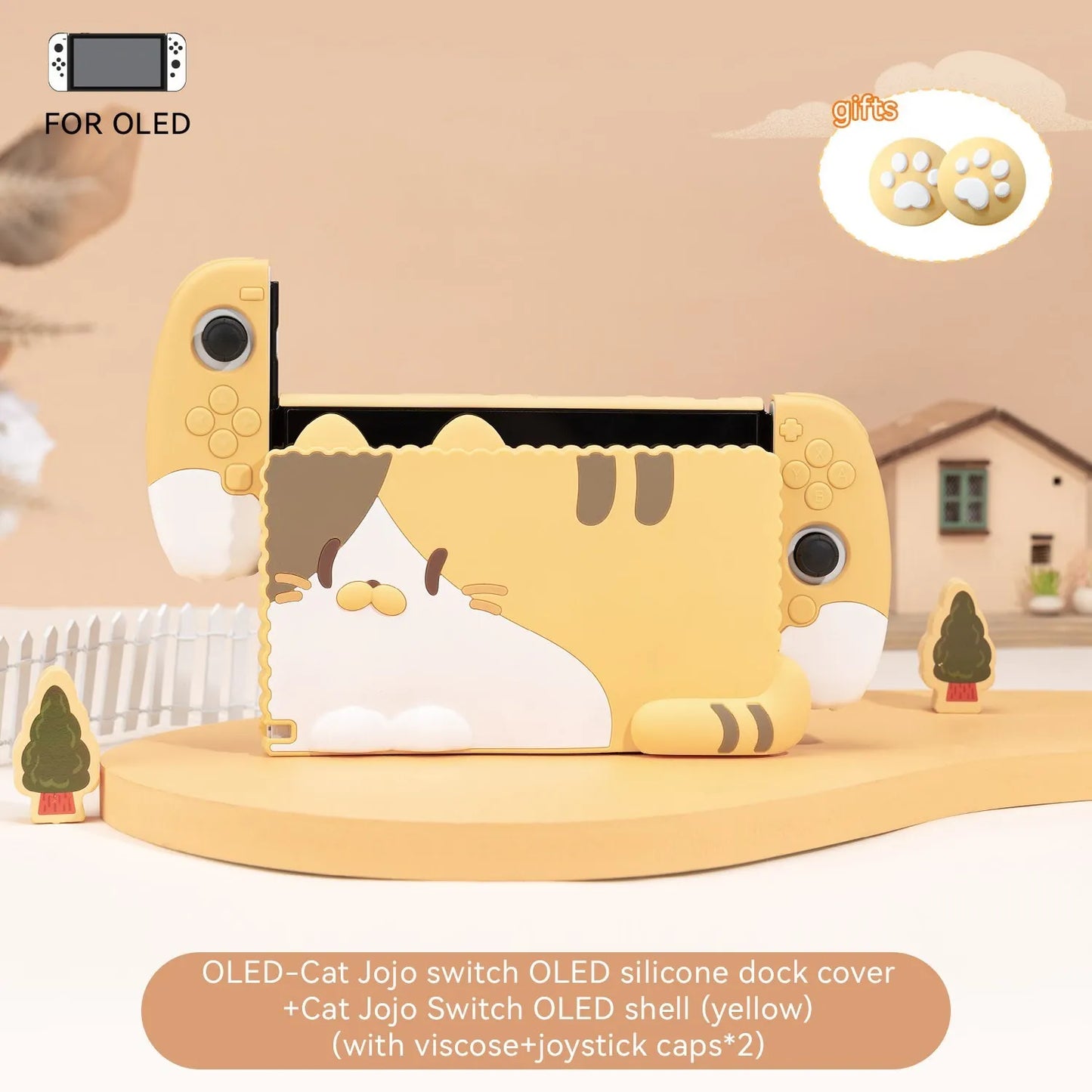GeekShare Charging Dock Case for Nintendo Switch OLED Kawaii 3D Cat Jojo Silicone Soft Dock Shell NS Game Accessories